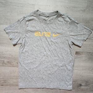 Nike Boy's Grey Short Sleeve Elite Logo Crewneck Pullover Casual T-Shirt Medium